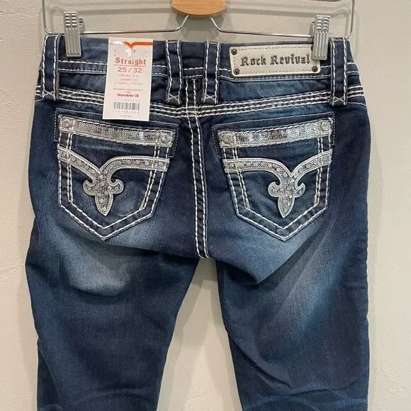 NWT Rock Revival Sherry Straight Jeans - Size: 25 / 32 - Picture 5 of 7